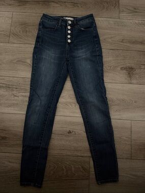 SO High-Rise Dark Blue Button-Fly Slim Jeans